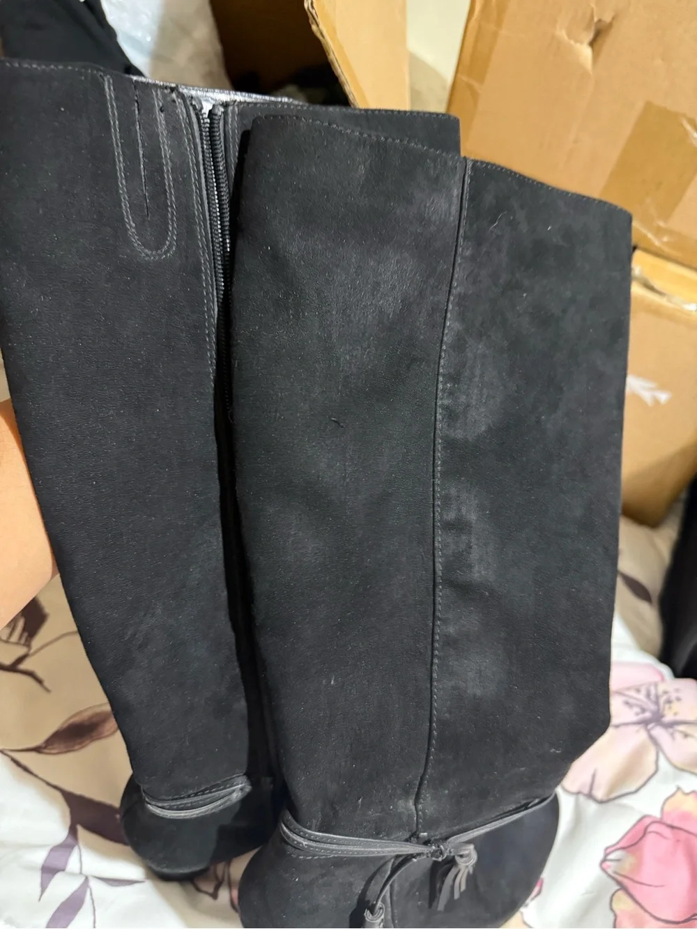 LC Lauren Conrad Black Over-the-Knee Tassel Tie Boots